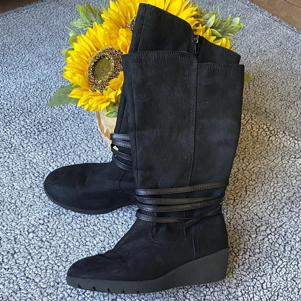 Rampage Black girl Boots with Wedge Heel